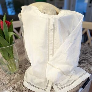 Reitmans Ivory Button-Up Blouse with Lace Accents